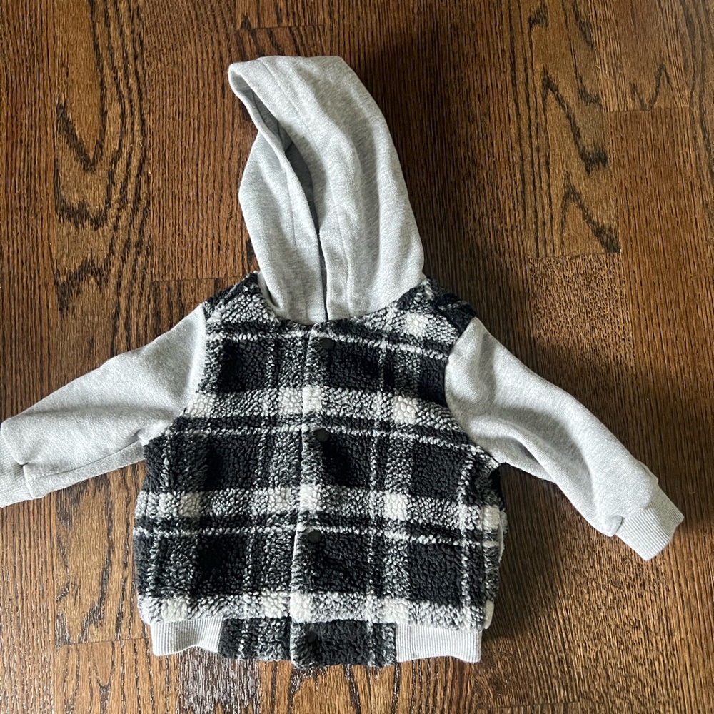 Janie and Jack Plaid Sherpa Hooded Jacket
